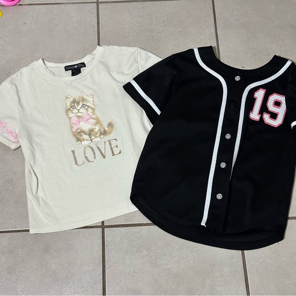 Champion Other - Champion & Kandy Kiss Kids Girl Cat Print Cream T-Shirt and Black Baseball Tee M